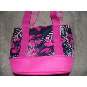 Artic Zone insulated pink black floral tote bag